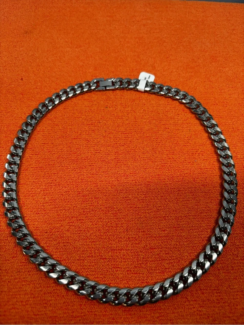 Men's Chunky Stainless Steel Cuban Link Chain and Bracelet Set